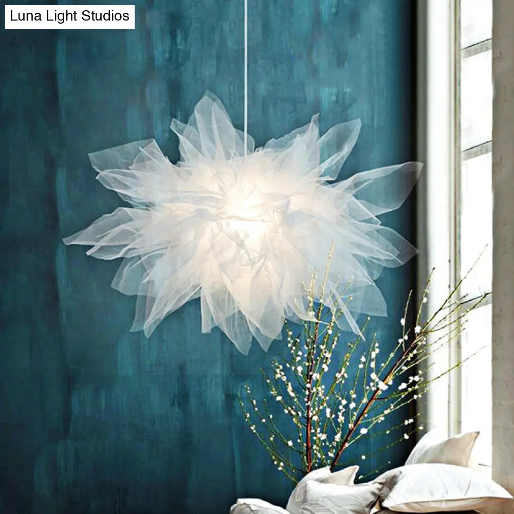 Nordic Style Fabric Flower Pendant Ceiling Light Perfect For Bedroom - 1 Hanging Fixture