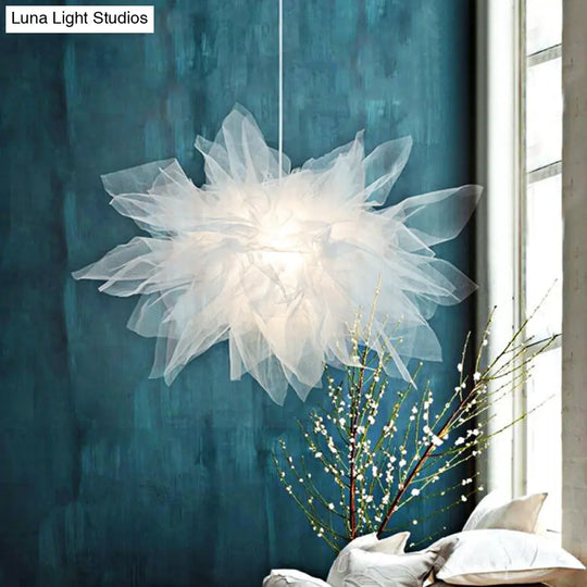 Nordic Style Fabric Flower Pendant Ceiling Light Perfect For Bedroom - 1 Hanging Fixture