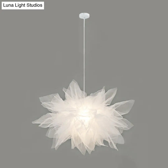 Nordic Style Fabric Flower Pendant Ceiling Light Perfect For Bedroom - 1 Hanging Fixture