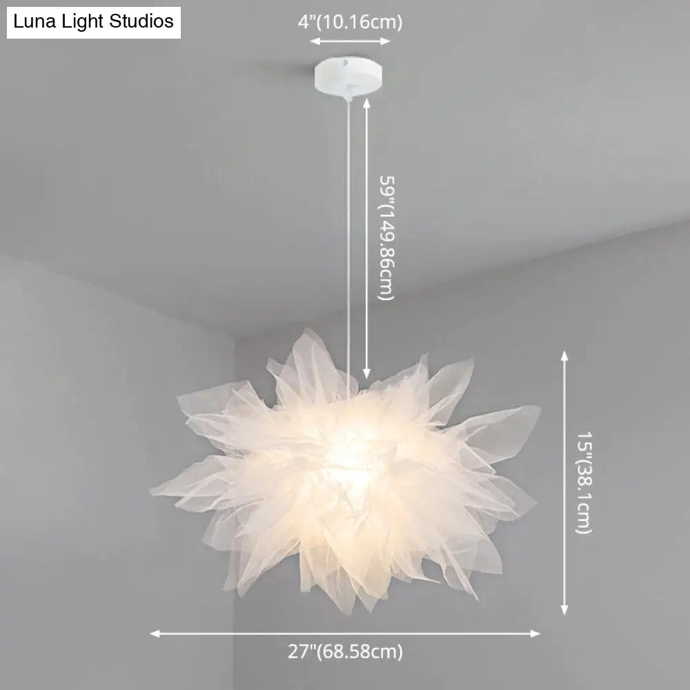 Nordic Style Fabric Flower Pendant Ceiling Light Perfect For Bedroom - 1 Hanging Fixture