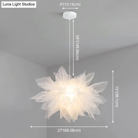 Nordic Style Fabric Flower Pendant Ceiling Light Perfect For Bedroom - 1 Hanging Fixture