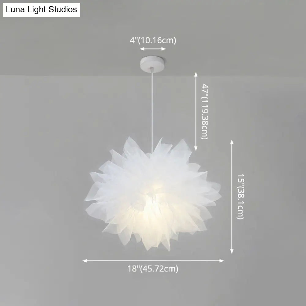 Nordic Style Fabric Flower Pendant Ceiling Light Perfect For Bedroom - 1 Hanging Fixture