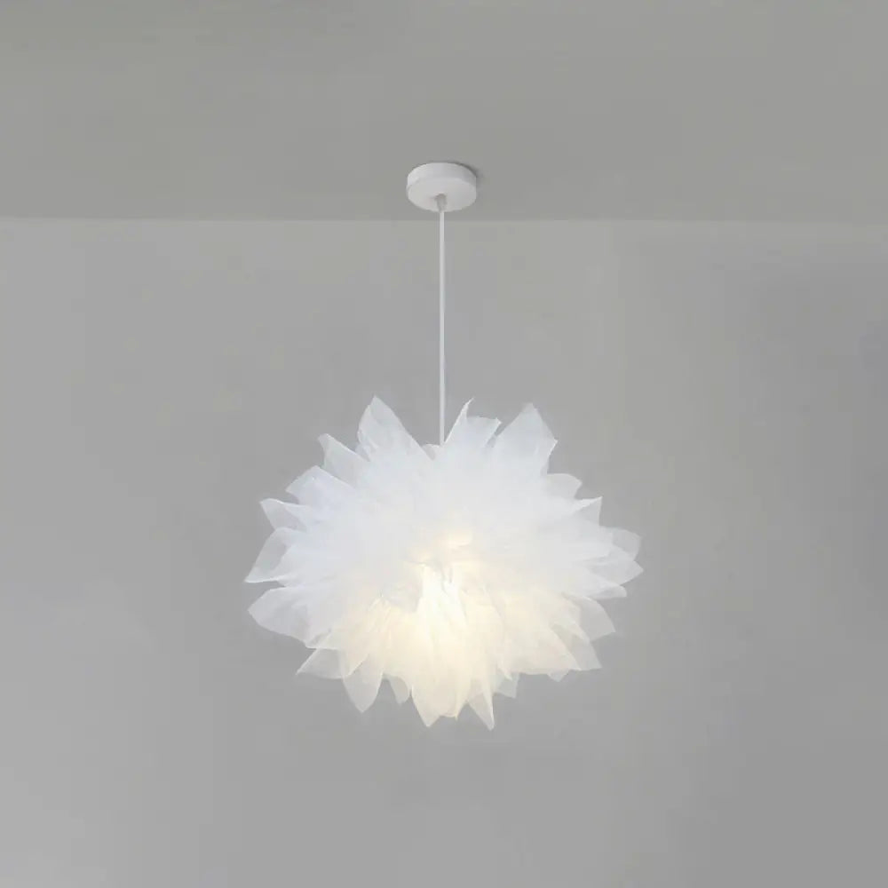 Nordic Style Fabric Flower Pendant Ceiling Light Perfect For Bedroom - 1 Hanging Fixture White / 18