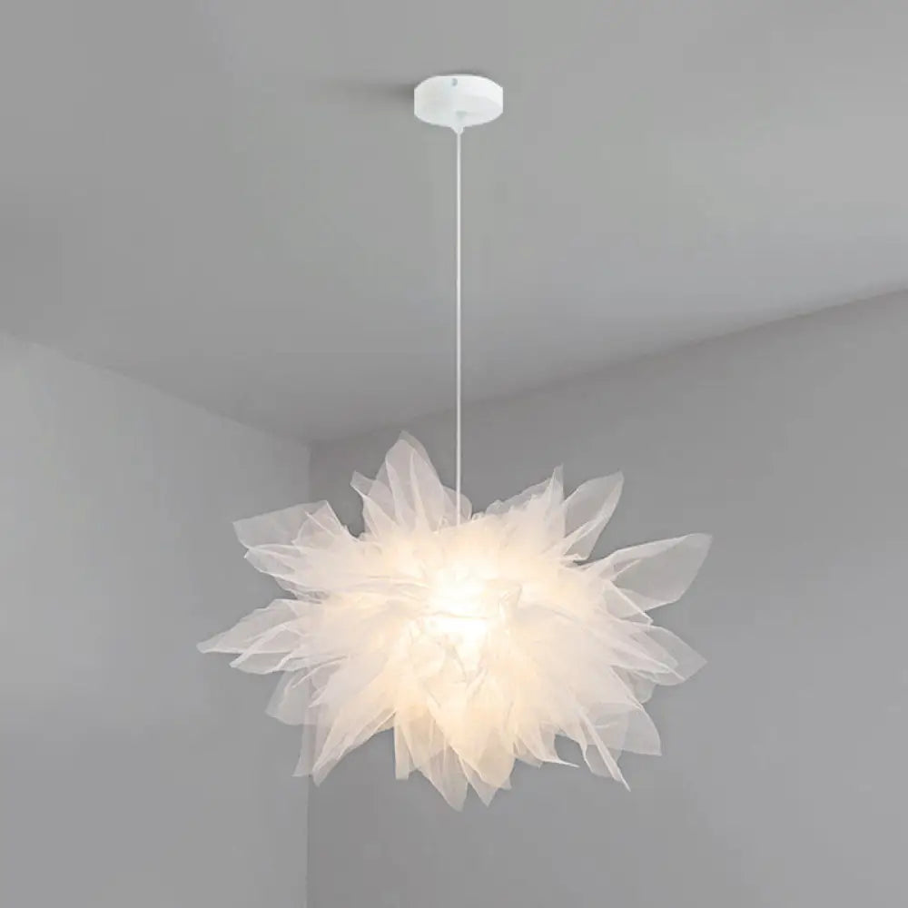 Nordic Style Fabric Flower Pendant Ceiling Light Perfect For Bedroom - 1 Hanging Fixture White / 27