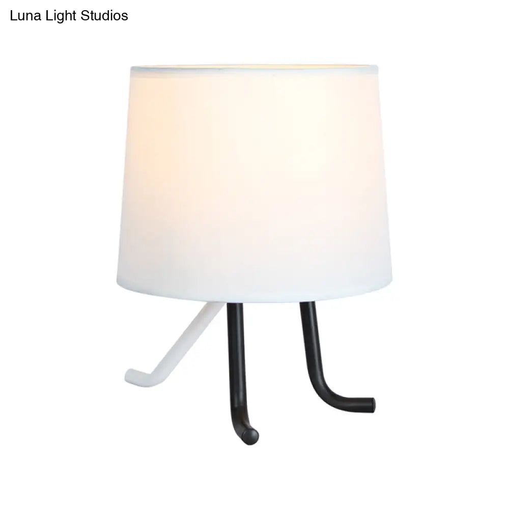 Nordic Style Fabric Nightstand Light Table Lamp With 3 Legs - Flaxen/White Ideal For Bedroom