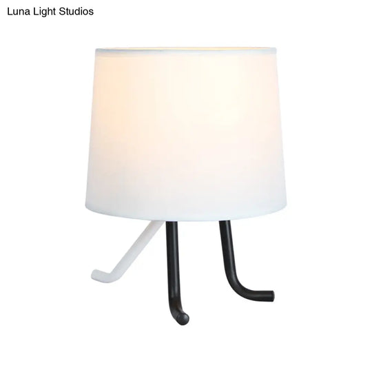 Nordic Style Fabric Nightstand Light Table Lamp With 3 Legs - Flaxen/White Ideal For Bedroom