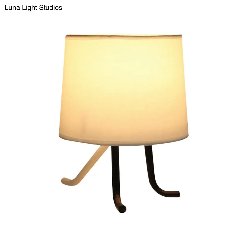 Nordic Style Fabric Nightstand Light Table Lamp With 3 Legs - Flaxen/White Ideal For Bedroom