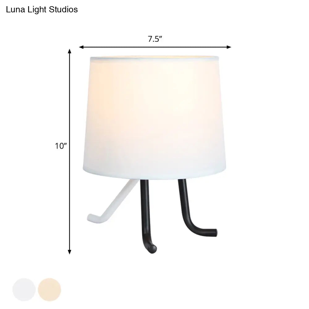 Nordic Style Fabric Nightstand Light Table Lamp With 3 Legs - Flaxen/White Ideal For Bedroom