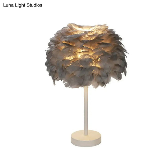 Nordic Style Feather Nightstand Lamp - 1-Light Living Room Table Light