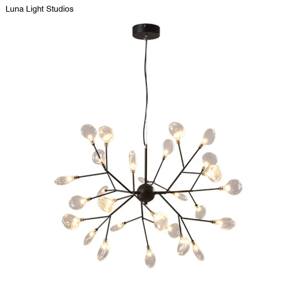 Nordic Sputnik Firefly Led Suspension Light: Modern Glass Chandelier For Living Room 27 / Black