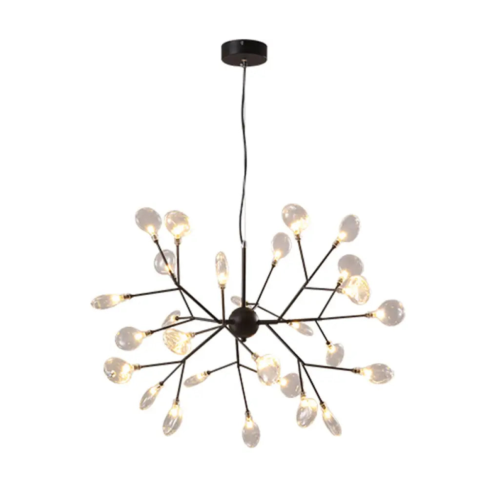 Nordic Style Firefly Led Glass Suspension Chandelier Light For Living Room 27 / Black