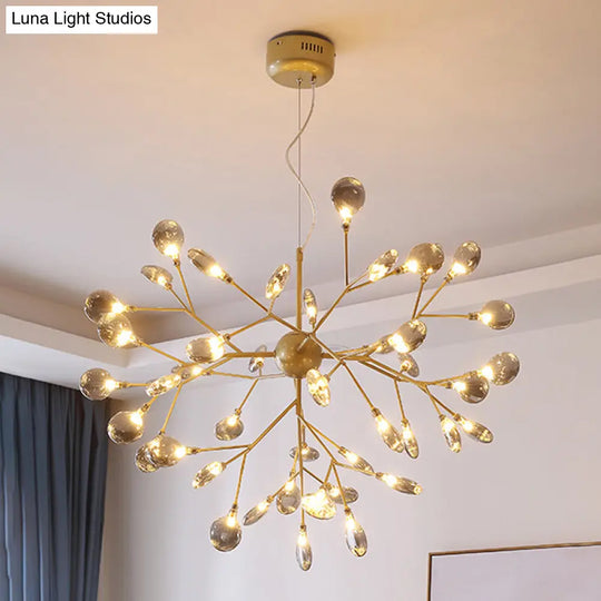 Nordic Sputnik Firefly Led Suspension Light: Modern Glass Chandelier For Living Room