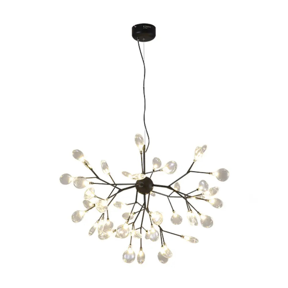 Nordic Style Firefly Led Glass Suspension Chandelier Light For Living Room 45 / Black