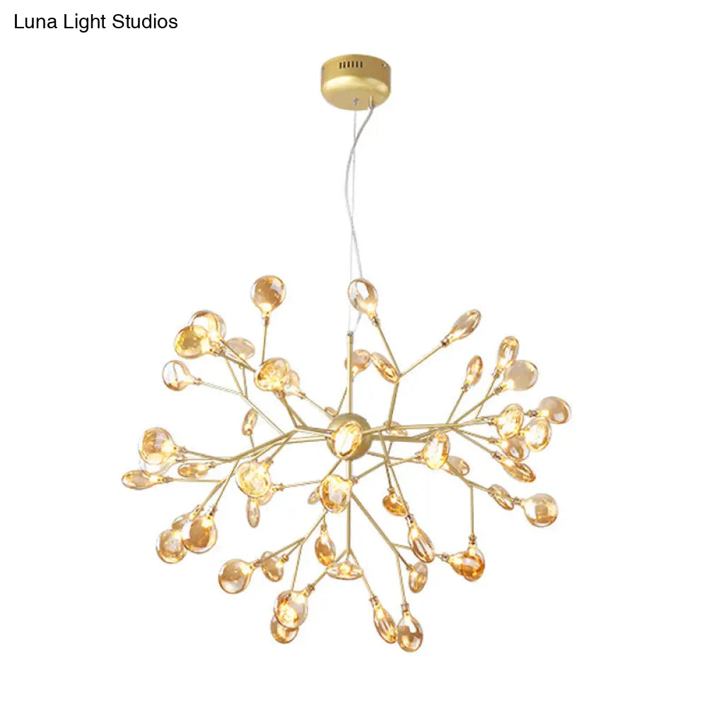 Nordic Sputnik Firefly Led Suspension Light: Modern Glass Chandelier For Living Room 54 / Gold