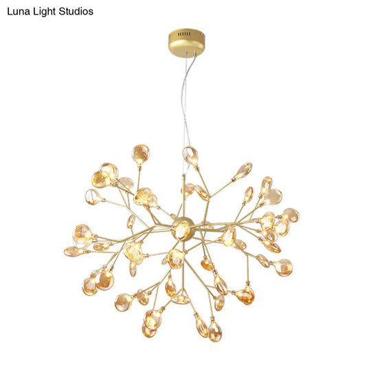 Nordic Sputnik Firefly Led Suspension Light: Modern Glass Chandelier For Living Room 54 / Gold