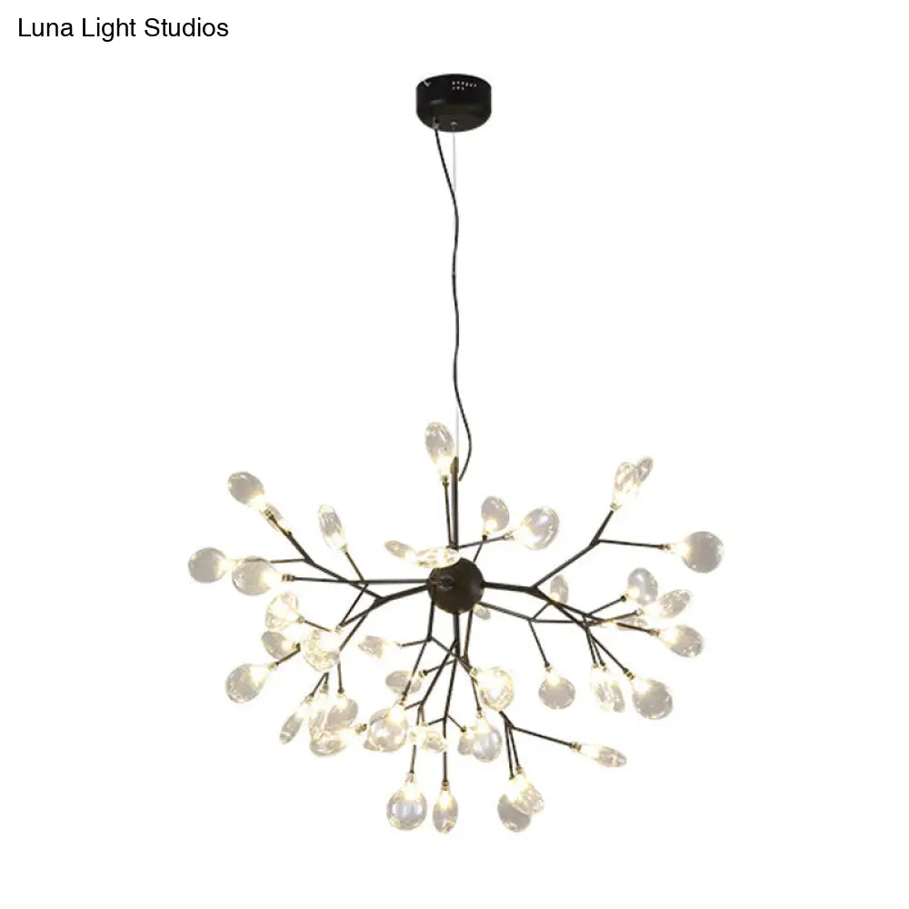 Nordic Sputnik Firefly Led Suspension Light: Modern Glass Chandelier For Living Room 45 / Black