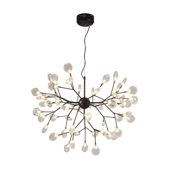 Nordic Style Firefly Led Glass Suspension Chandelier Light For Living Room 54 / Black