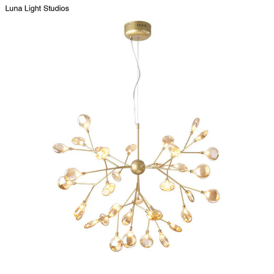 Nordic Sputnik Firefly Led Suspension Light: Modern Glass Chandelier For Living Room 36 / Gold