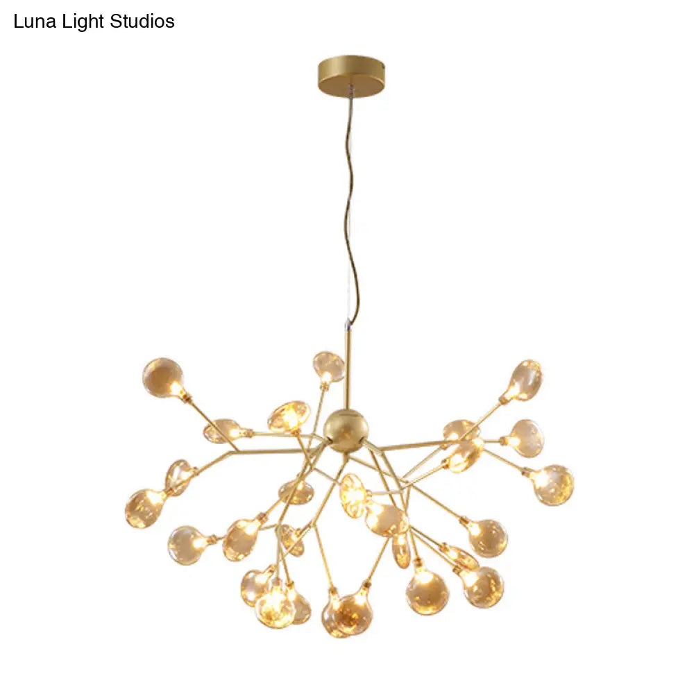 Nordic Sputnik Firefly Led Suspension Light: Modern Glass Chandelier For Living Room 27 / Gold