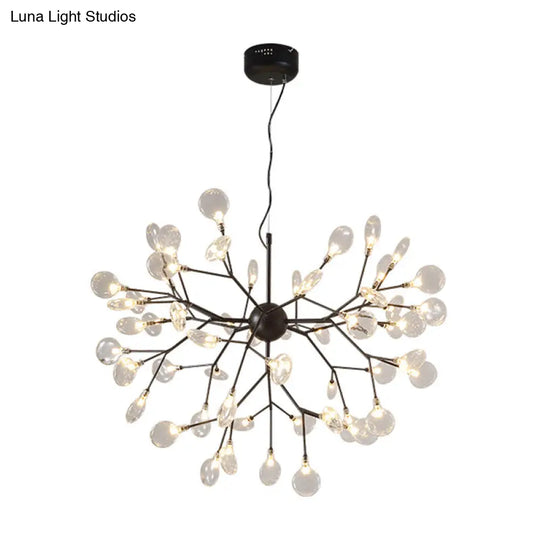 Nordic Sputnik Firefly Led Suspension Light: Modern Glass Chandelier For Living Room 63 / Black