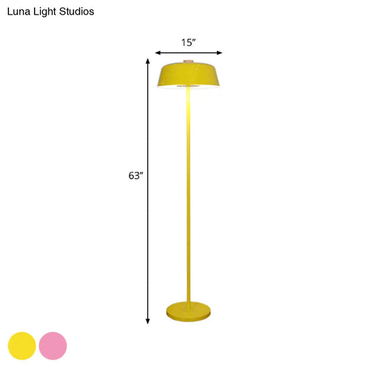 Nordic Style Floor Lamp - Barn Shade Single Light Metallic Pink/Yellow Finish