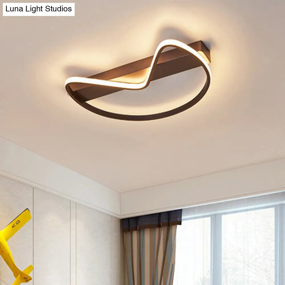 Nordic Style Flush Mount Foyer Kitchen Ceiling Light With Bow Shaped Metal Design Brown / 16 Warm