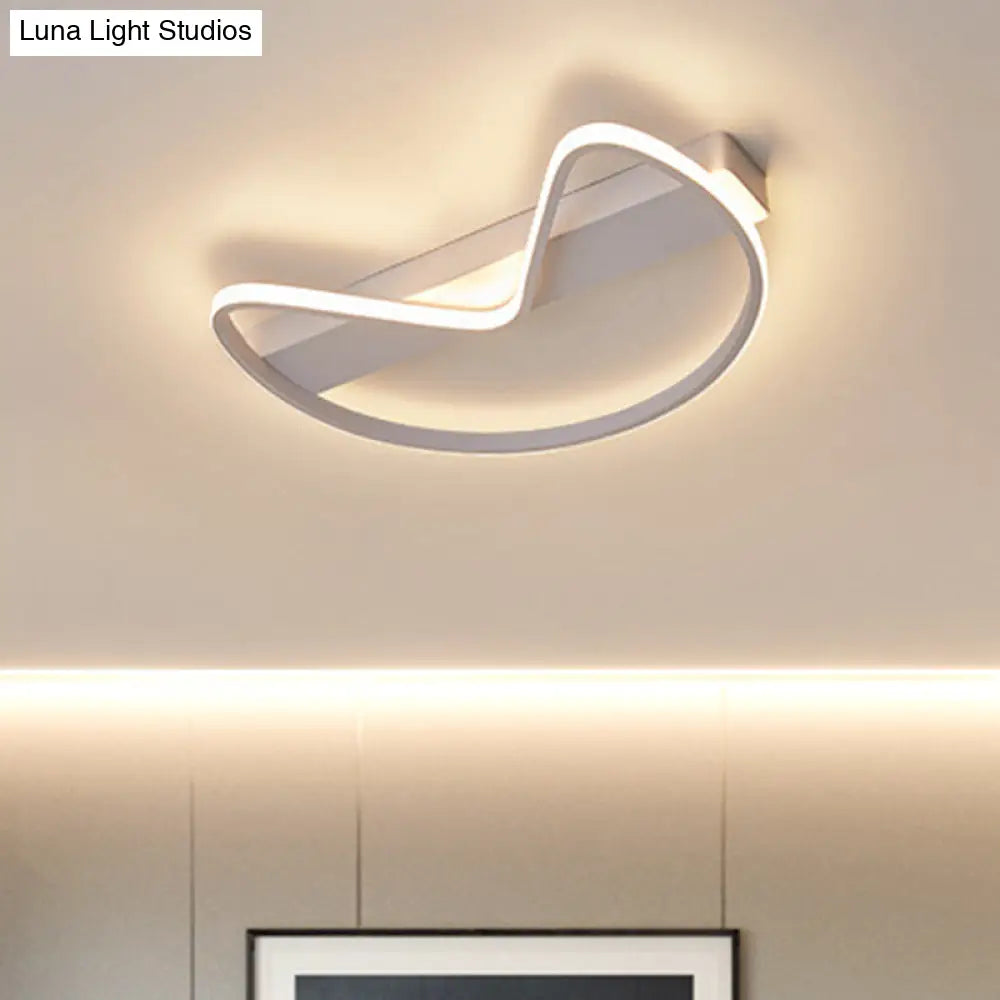 Nordic Style Flush Mount Foyer Kitchen Ceiling Light With Bow Shaped Metal Design White / 16