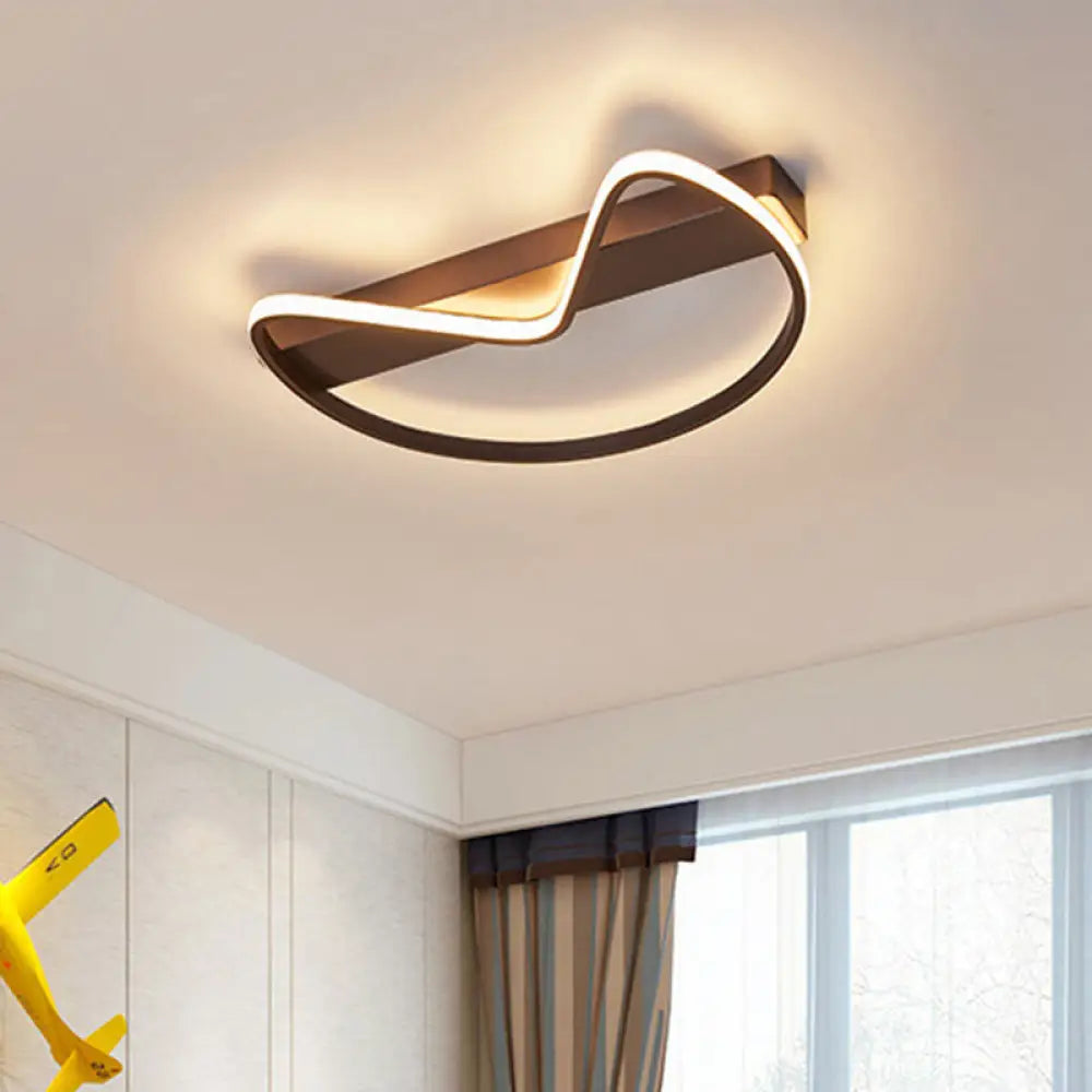 Nordic Style Flush Mount Foyer Kitchen Ceiling Light With Bow Shaped Metal Design Brown / 16’ Warm