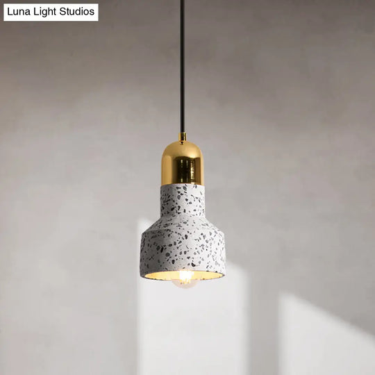 Nordic Style 1-Light Geometrical Ceiling Lamp For Restaurants - Cement Finish White / A