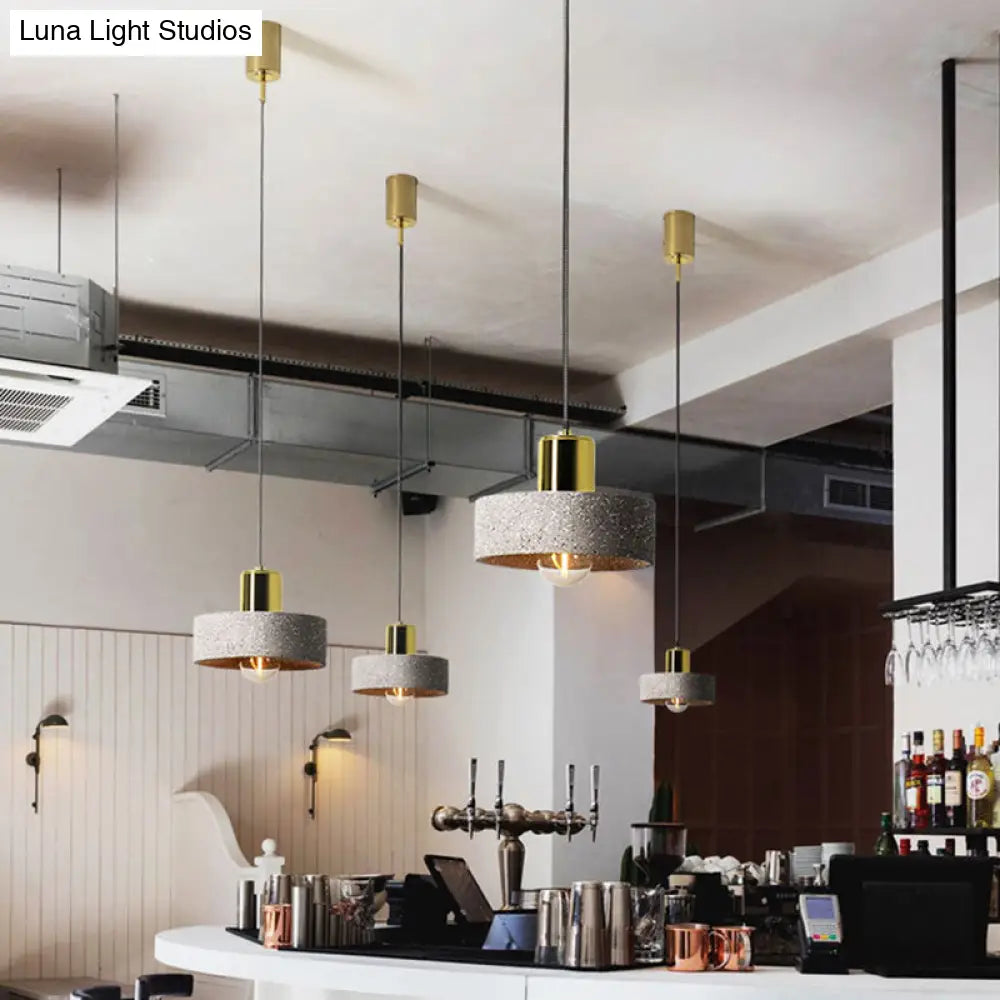 Nordic Style 1-Light Geometrical Ceiling Lamp For Restaurants - Cement Finish