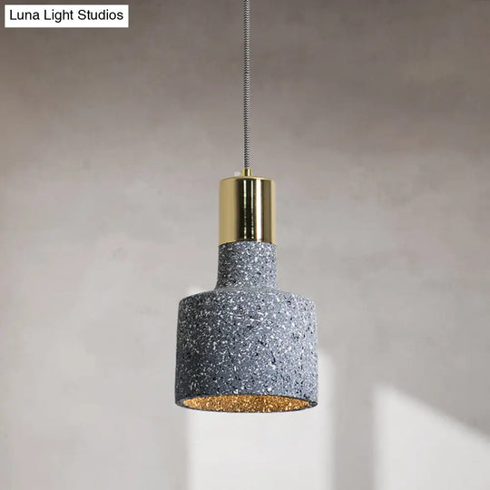 Nordic Style 1-Light Geometrical Ceiling Lamp For Restaurants - Cement Finish Blue / C