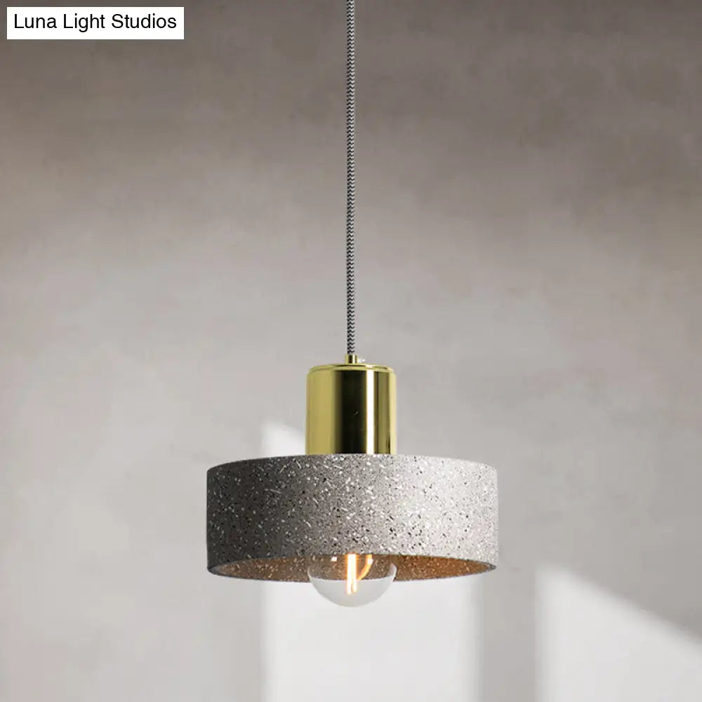 Nordic Style 1-Light Geometrical Ceiling Lamp For Restaurants - Cement Finish White / D