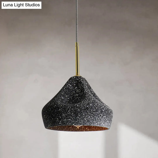 Nordic Style 1-Light Geometrical Ceiling Lamp For Restaurants - Cement Finish Black / B