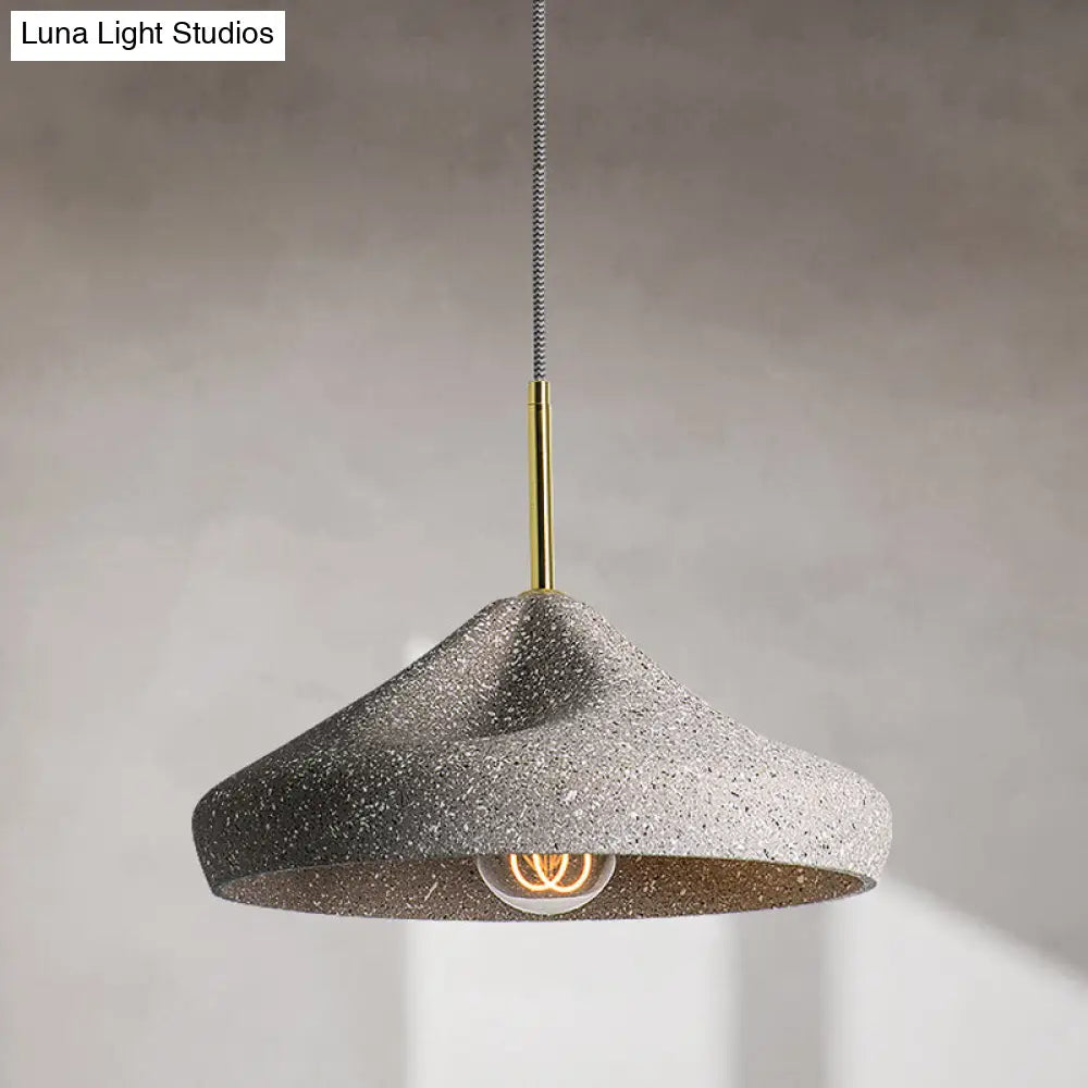 Nordic Style 1-Light Geometrical Ceiling Lamp For Restaurants - Cement Finish White / B