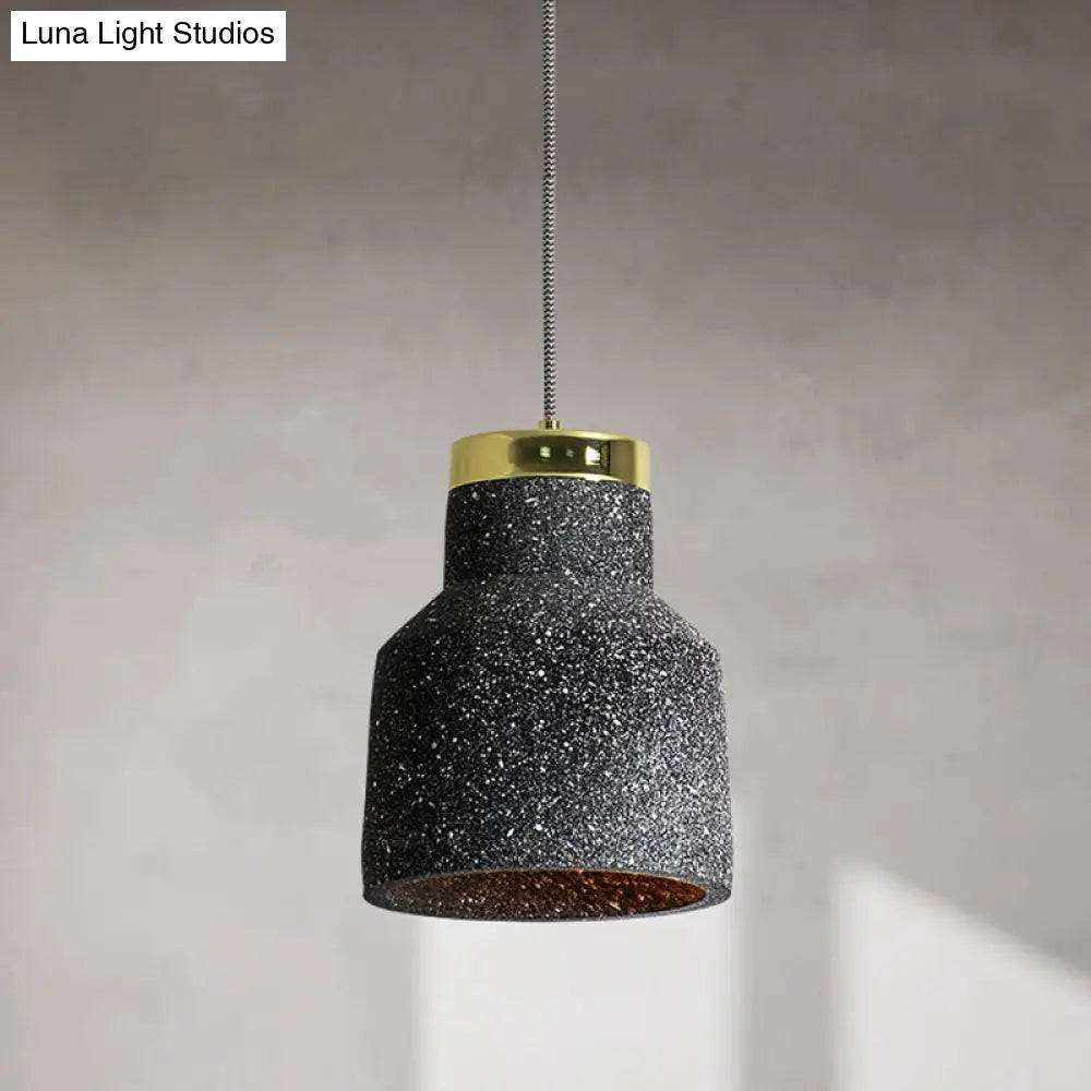 Nordic Style 1-Light Geometrical Ceiling Lamp For Restaurants - Cement Finish Black / C