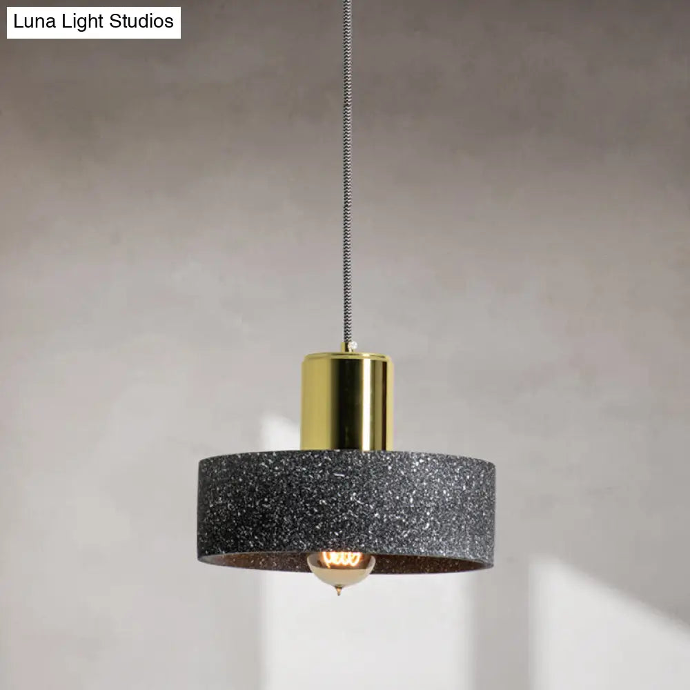 Nordic Style 1-Light Geometrical Ceiling Lamp For Restaurants - Cement Finish Black / D