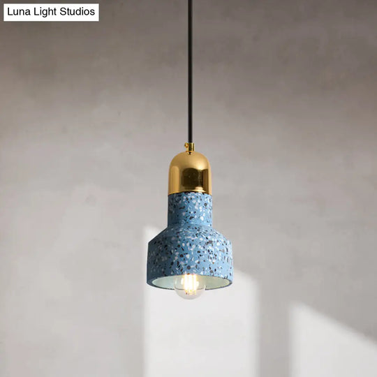 Nordic Style 1-Light Geometrical Ceiling Lamp For Restaurants - Cement Finish Blue / A