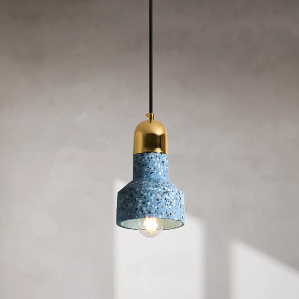 Nordic Style Geometric Ceiling Light For Restaurants - 1-Light Hanging Lamp Blue / A