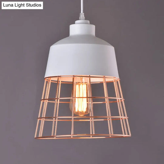Modern Geometric Metal Pendant Light Fixture In Nordic Style For Restaurants White-Gold / A