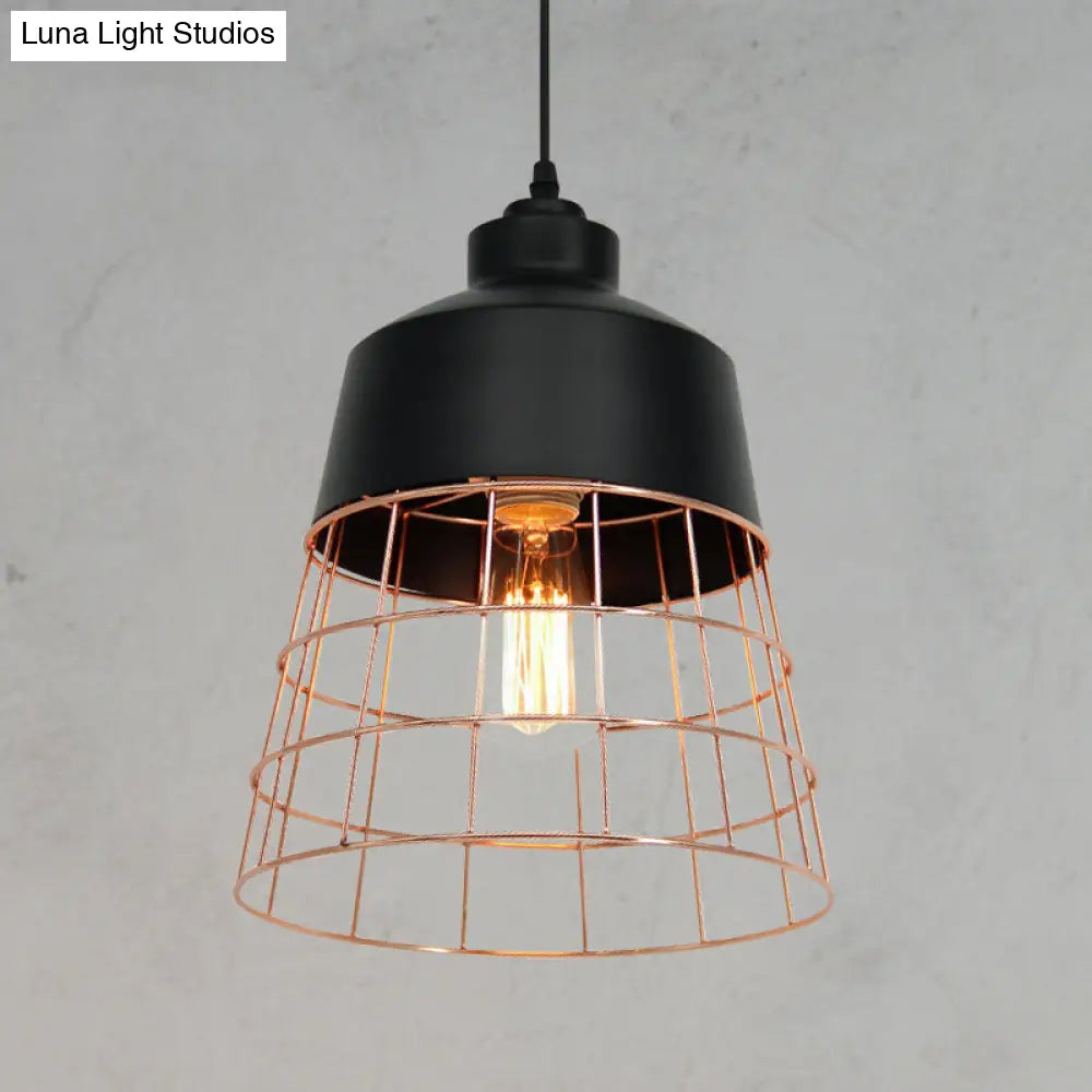 Modern Geometric Metal Pendant Light Fixture In Nordic Style For Restaurants Black-Gold / A