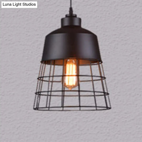 Modern Geometric Metal Pendant Light Fixture In Nordic Style For Restaurants Black / A