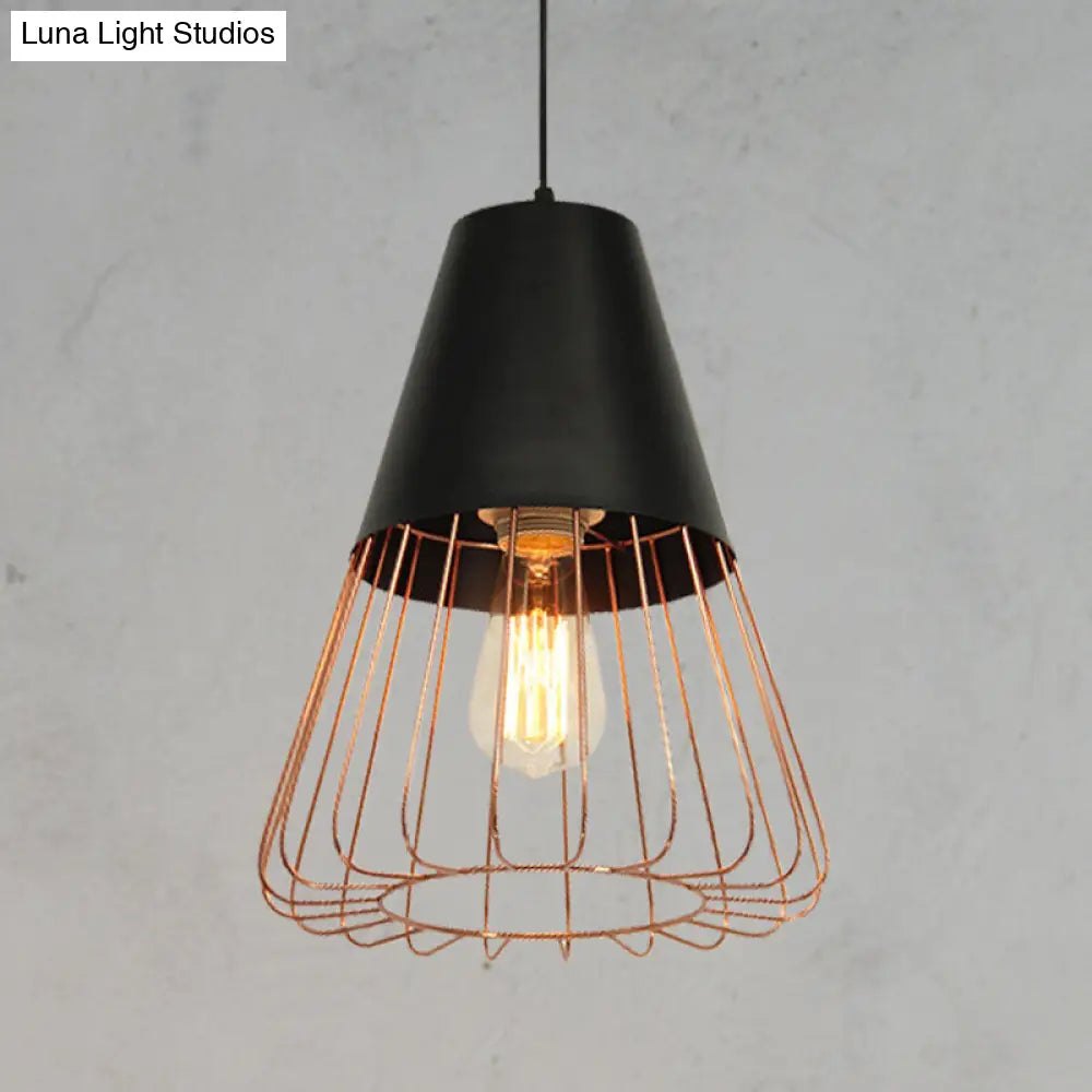 Modern Geometric Metal Pendant Light Fixture In Nordic Style For Restaurants Black-Gold / B