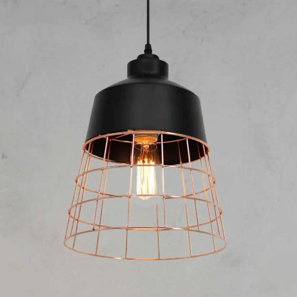 Nordic Style Geometric Metal Pendant Light For Restaurants Black-Gold / A