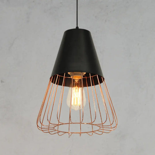 Nordic Style Geometric Metal Pendant Light For Restaurants Black-Gold / B