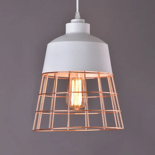 Nordic Style Geometric Metal Pendant Light For Restaurants White-Gold / A
