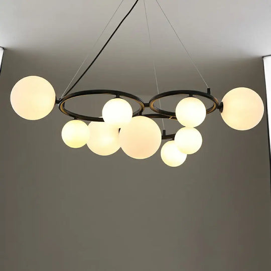 Nordic Style Glass Circles Chandelier: Sleek Suspended Lighting Fixture For Bedrooms 9 / Black Milk