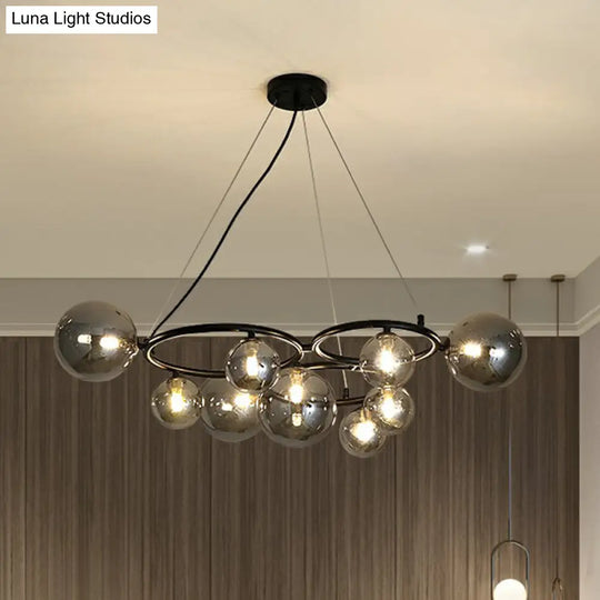 Nordic Style Glass Circles Chandelier: Sleek Suspended Lighting Fixture For Bedrooms