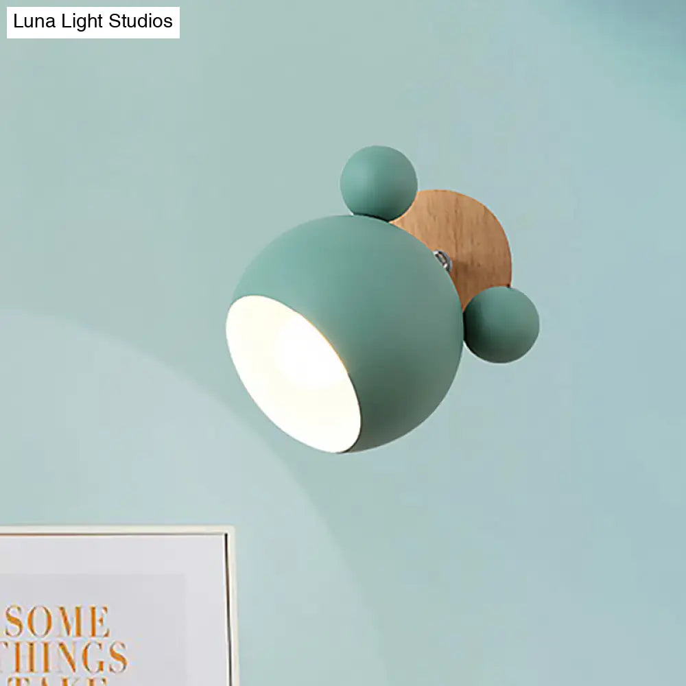 Nordic Style Globe Wood & Metal Wall Light - Perfect For Restaurant Hallway