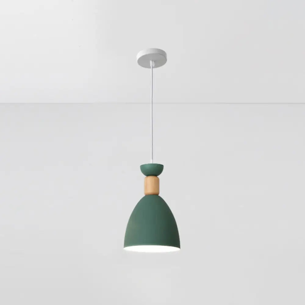 Nordic-Style Goblet Pendant Light Fixture With Metal Shade For Dining Room Green / Round