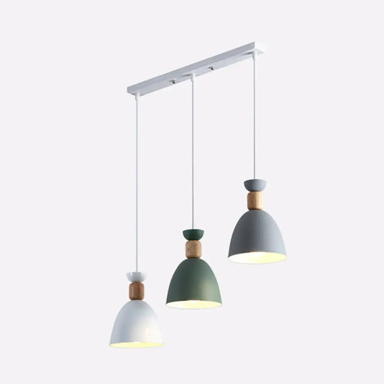 Nordic-Style Goblet Pendant Light Fixture With Metal Shade For Dining Room White-Grey-Green / Linear